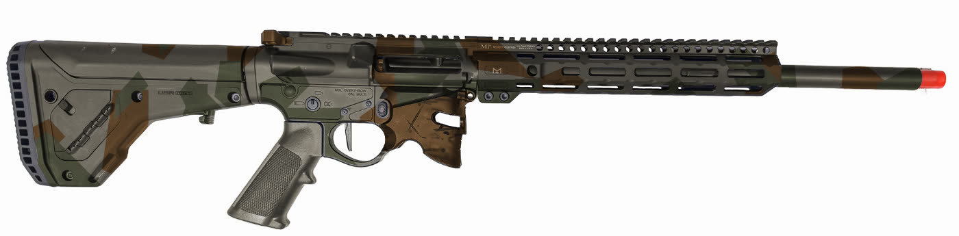 Rifle refinished in three-color splinter camo — after